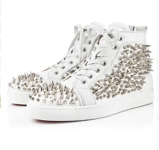 Высокие модные кроссовки с шипами Уличная обувь на плоской подошве повседневная