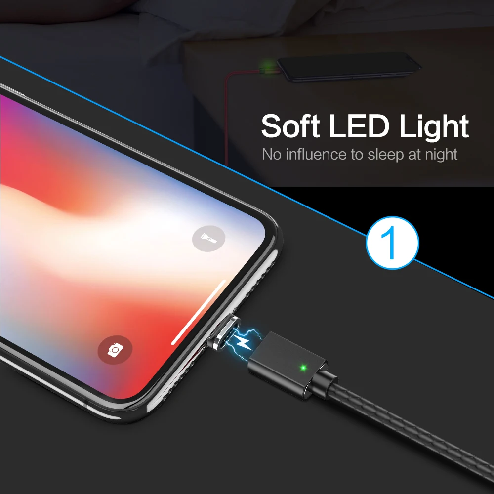 Магнитный кабель Moucit 3A 1 м Micro usb type C для iPhone быстрая зарядка USB магнитное зарядное