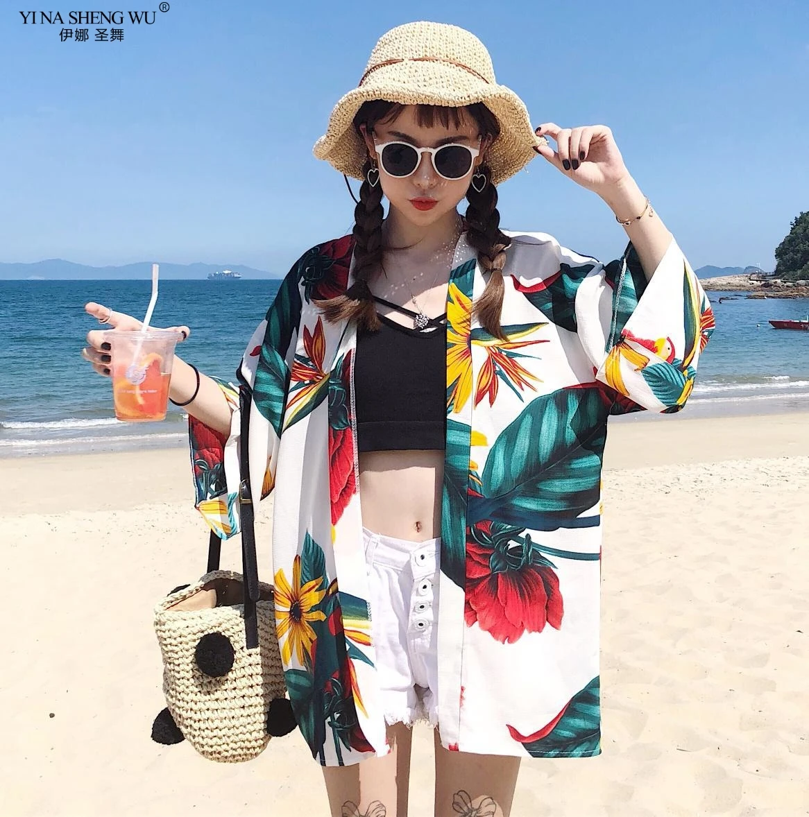 Японский кардиган кимоно женская уличная одежда модный костюм свободная рубашка