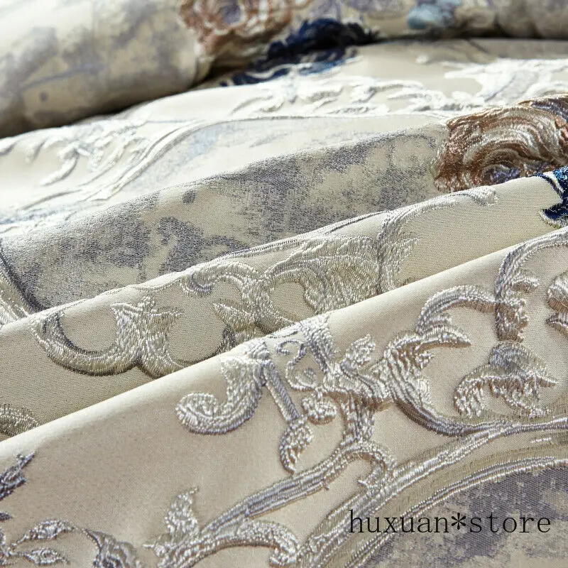 

4/6/10Pcs Oriental Jacquard Luxury Bedding Sets King/Queen Size Flat Sheet Set