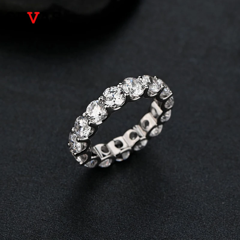 

OEVAS 100% 925 Sterling Silver Sparkling Luxurious 5A Zircon High Carbon Diamond Wedding Ring Party Fine Jewely Anniversary Gift