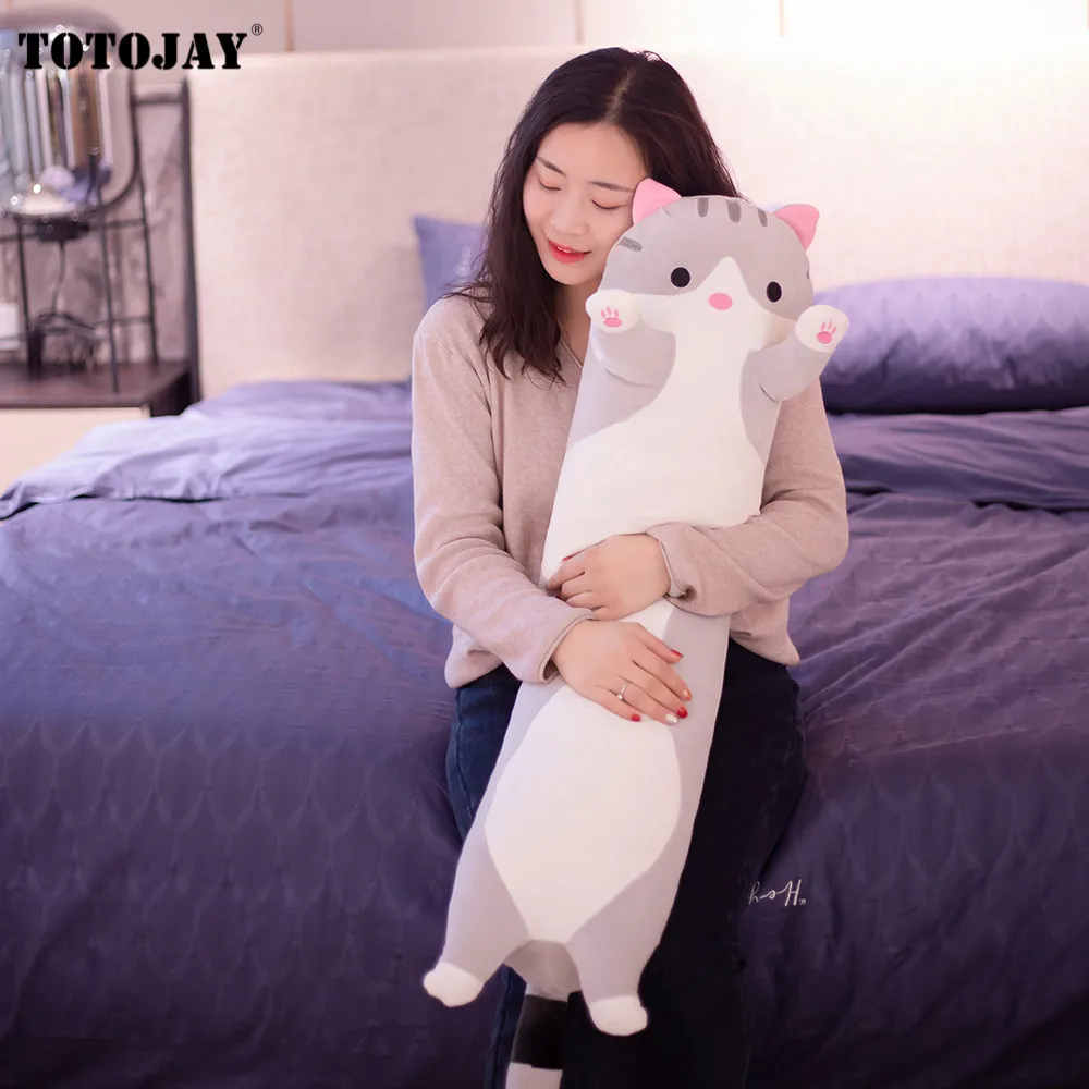50-110cm Soft Long Cat Pillow Plush Toy Cute Cushion Stuffed Animal Doll Sleep Sofa Bedroom Decor Kawaii Lovely Gifts for Kids | Игрушки и