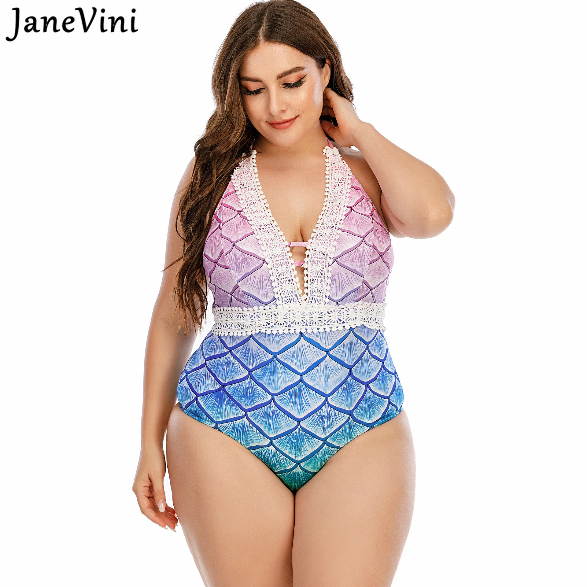 JaneVini 2021 жира женский купальник Для женщин Одна Деталь размера плюс бикини