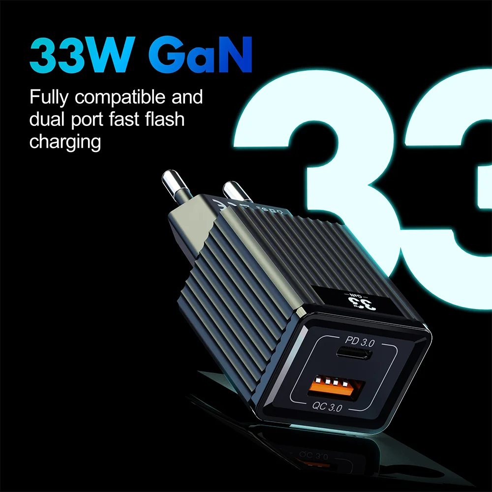 Vothoon 33W Gan Charger Quick Charge 3.0 Portable USB Type C PD Fast For iPhone 13 12 Samsung Xiaomi Tablet | Мобильные телефоны и