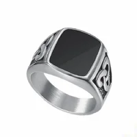 POTCET Men's Ring Stainless Steel Celtic Concentric Knot Titanium Steel Adjustable Retro Jewelry