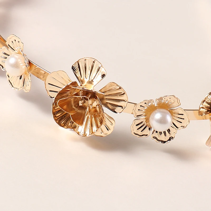 

Fashion Metal Pearl Flower Leaves Headband Hair Bands Hair Women Headbands