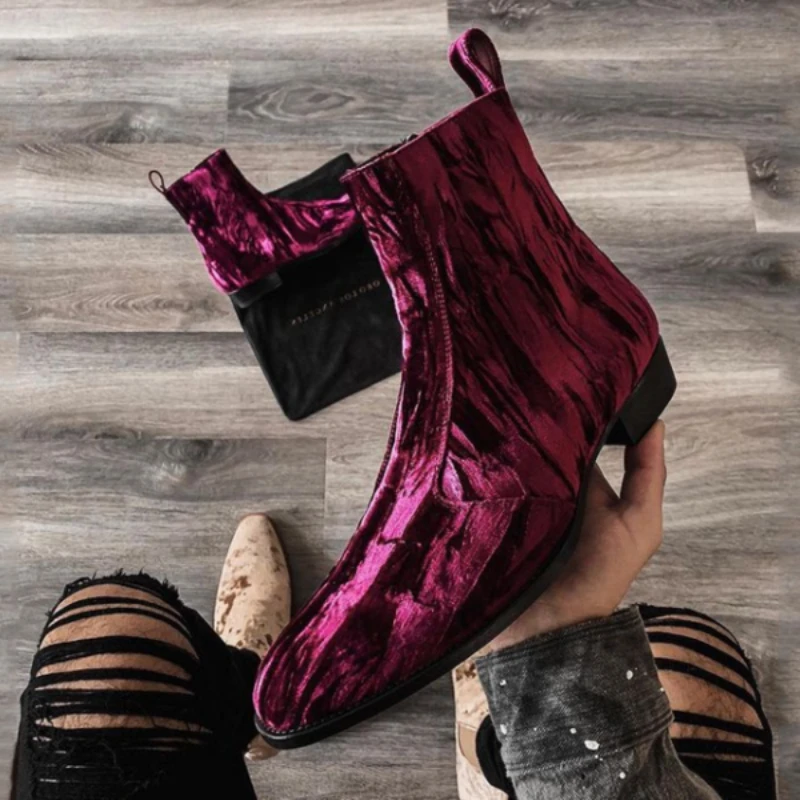 

Men Shoes Boots Street Style Buckle Fashion Mixed Colors Spring Autumn Slip on Faux Suede Chain Round Toe Fat Comfortable ZQ0666