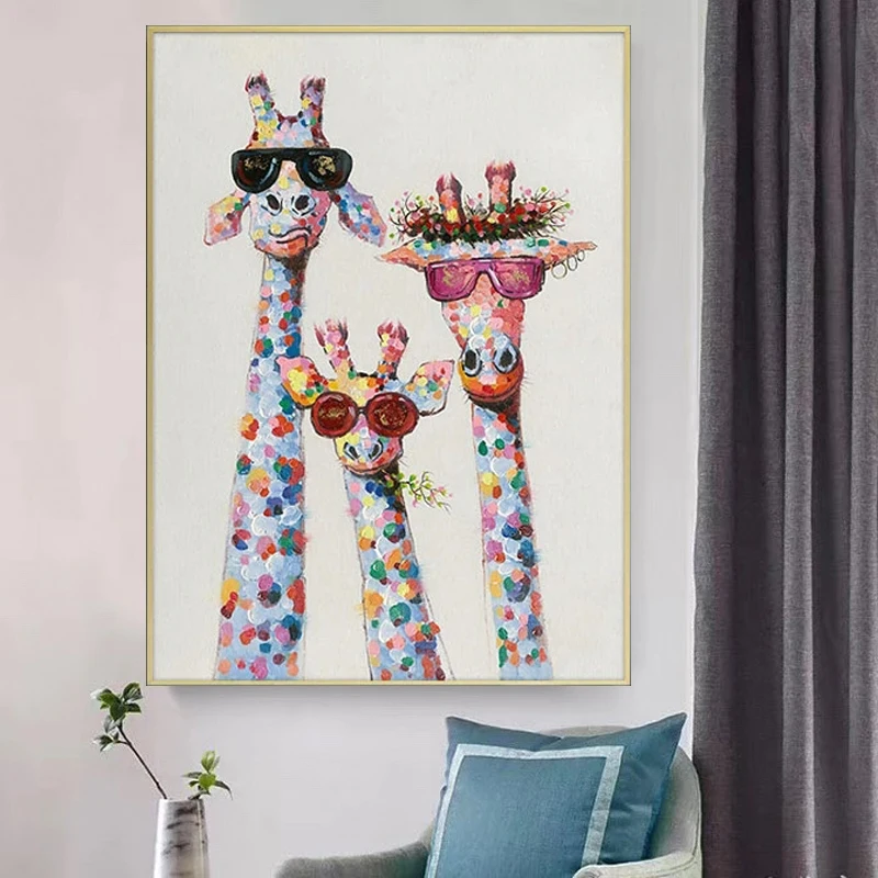 

Kids Nursery Cartoon Poster Giraffes Family Canvas Art Decoration Painting Print Nordic Wall Art For Children's Room Home Decor