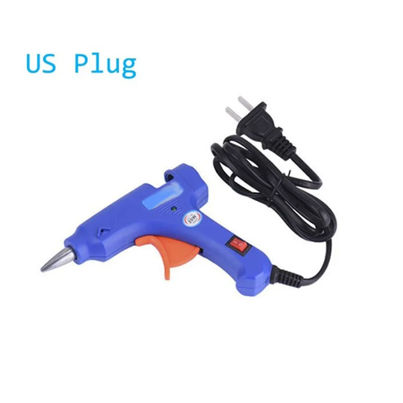 20W горячего расплава клея пушка US EU Plug термо пистолет 110 мм Профессиональный Пистолеты насадка 110 V-240 V Синий Температура Мощность клей прокладка инструмент