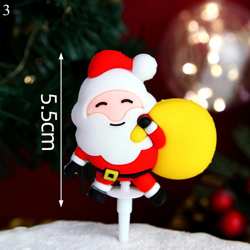 

Рождественское украшение для торта, топпер для торта, вставленная карточка, мягкий клей для торта, Рождественский Декор, Санта-Клаус, гибкий...