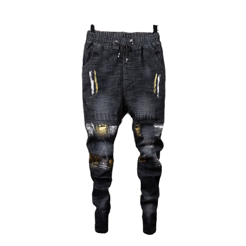 Брюки карго мужские с лентами черные брюки султанки карманами Джоггеры в стиле