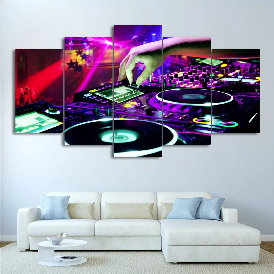 

Bar DJ Carnival Night Music Modern 5Pieces Wall Art Canvas Posters Paintings for Living Room Home Decor Pictures Decoration