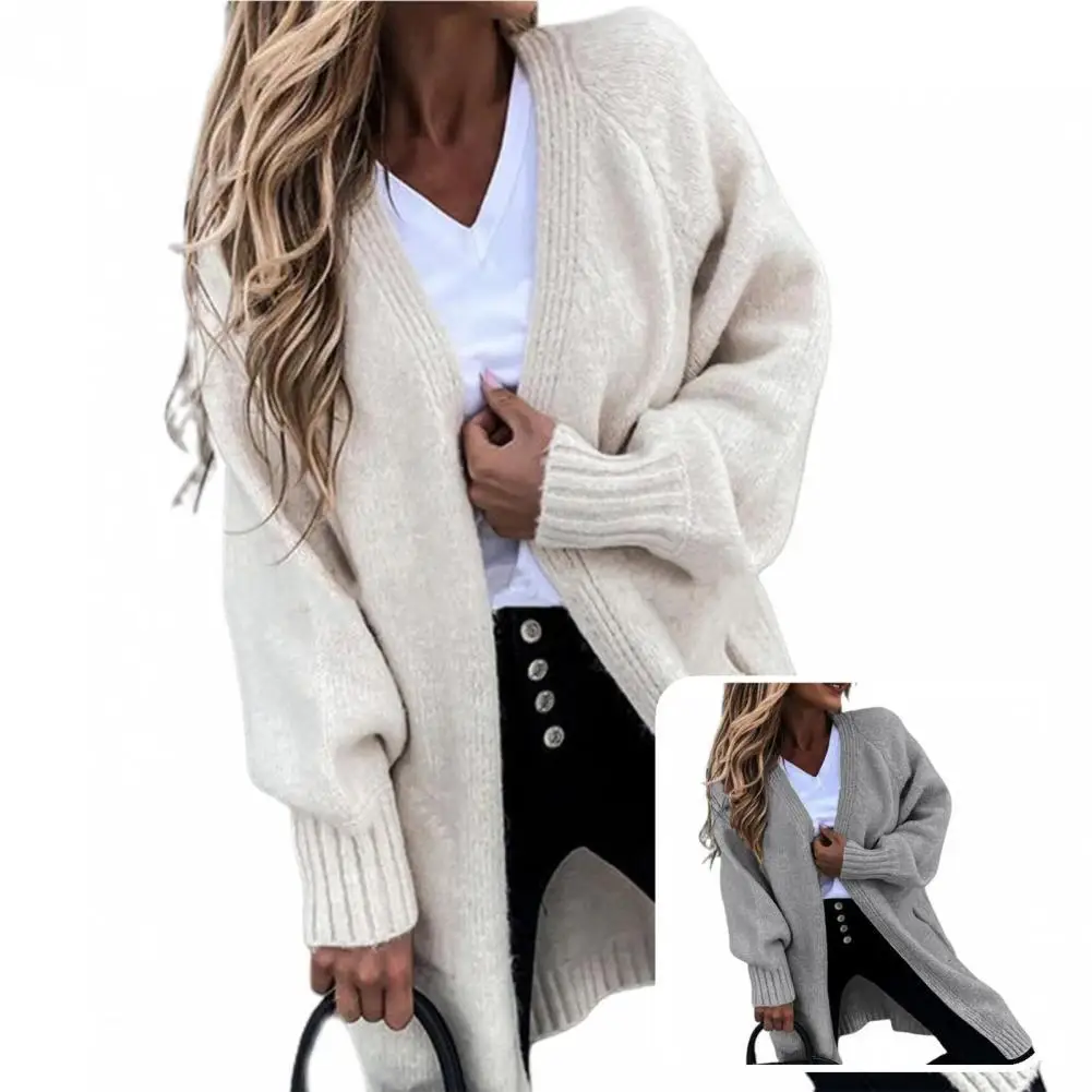 

Skin-friendly Fashion Mid-Length Knitted Sweater Coat Autumn Winter Knitted Cardigan Long Sleeve for Holiday