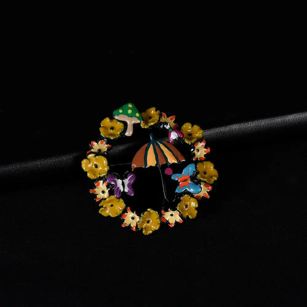 Cring Coco странная вещь Брошь Мода желтый эмаль цветок бабочка брошь в виде зонтика