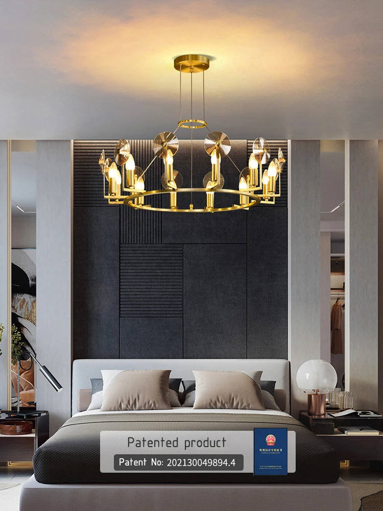 Роскошная латунная Люстра для гостиной Хрустальная потолочная люстра led