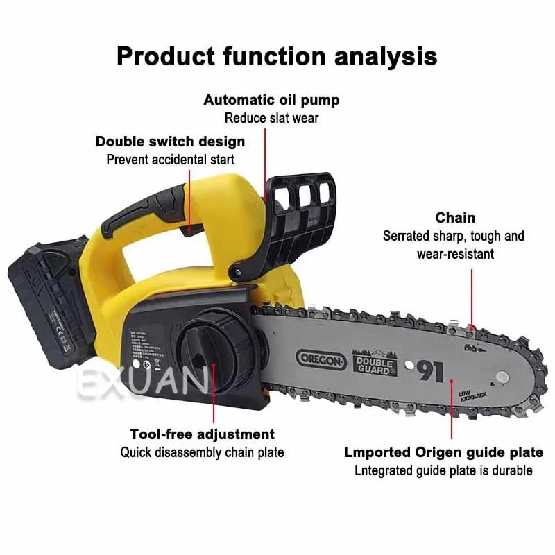 

Electric lithium battery rechargeable chainsaw outdoor household small hand-held logging high-power chainsaw chain
