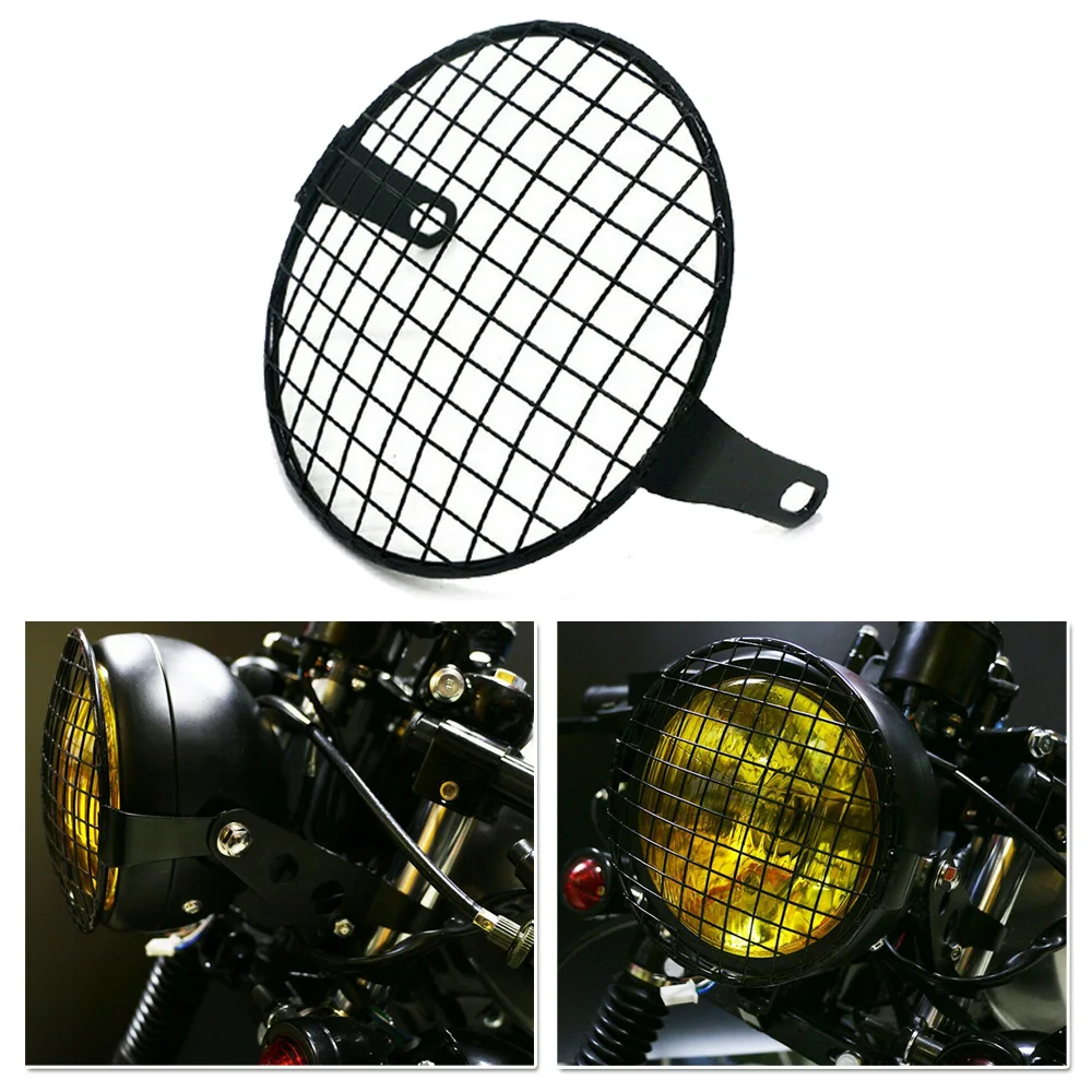1pcs Universal 7 Inches Motorcycle Headlight Lamp Mesh Grille Protective Cover