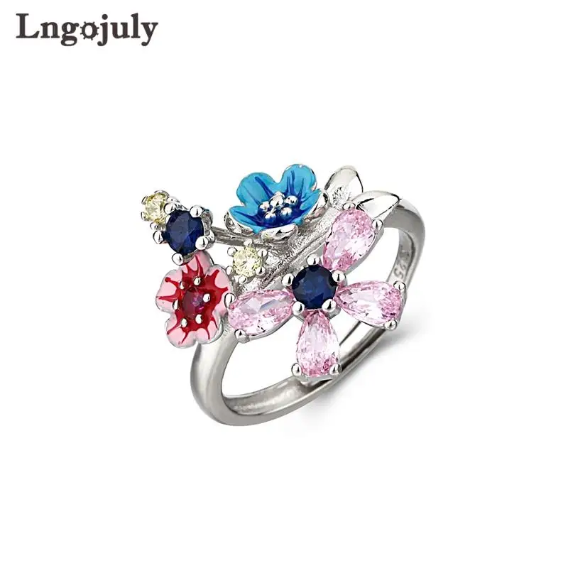 

Женское кольцо из серебра 925 пробы с цветком из циркония, обручальное вечерние ЦО из серебра 925 пробы, ювелирные изделия из драгоценных камне...