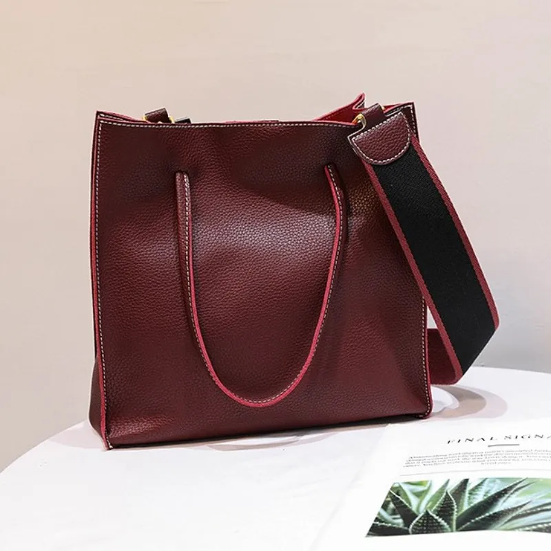 

Elegant Lady Real Cow Leather Handbag Large Capacity Crossbody Bags Women Solid Color Casual Office Black Shoulder Tote Bag