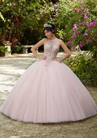 ball gown pink quinceanera dresses 2022 sexy halter sleeveless luxury beaded birthday formal party dress for 16 year junior
