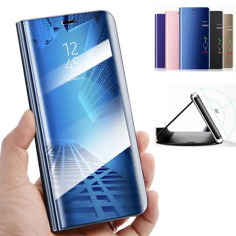 Роскошный прозрачный зеркальный умный чехол для iPhone X 7 8 6 6s Plus 10 XS MAX XR кожаный