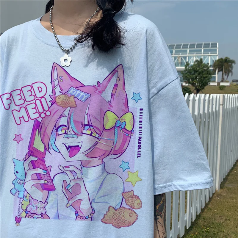 

Women's T-Shirt Cartoon Sweet Girls Oversized T Shirt Japanese Streetwear Harajuku Gothic Kawaii Casual Tops Summer Women Tshirt