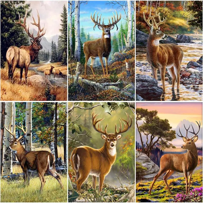 

CHENISTORY 60x75cm Frame Painting By Number For Adults Deer Acrylic Drawing Coloring By Numbers Modern Wall Art Picture Diy Gift