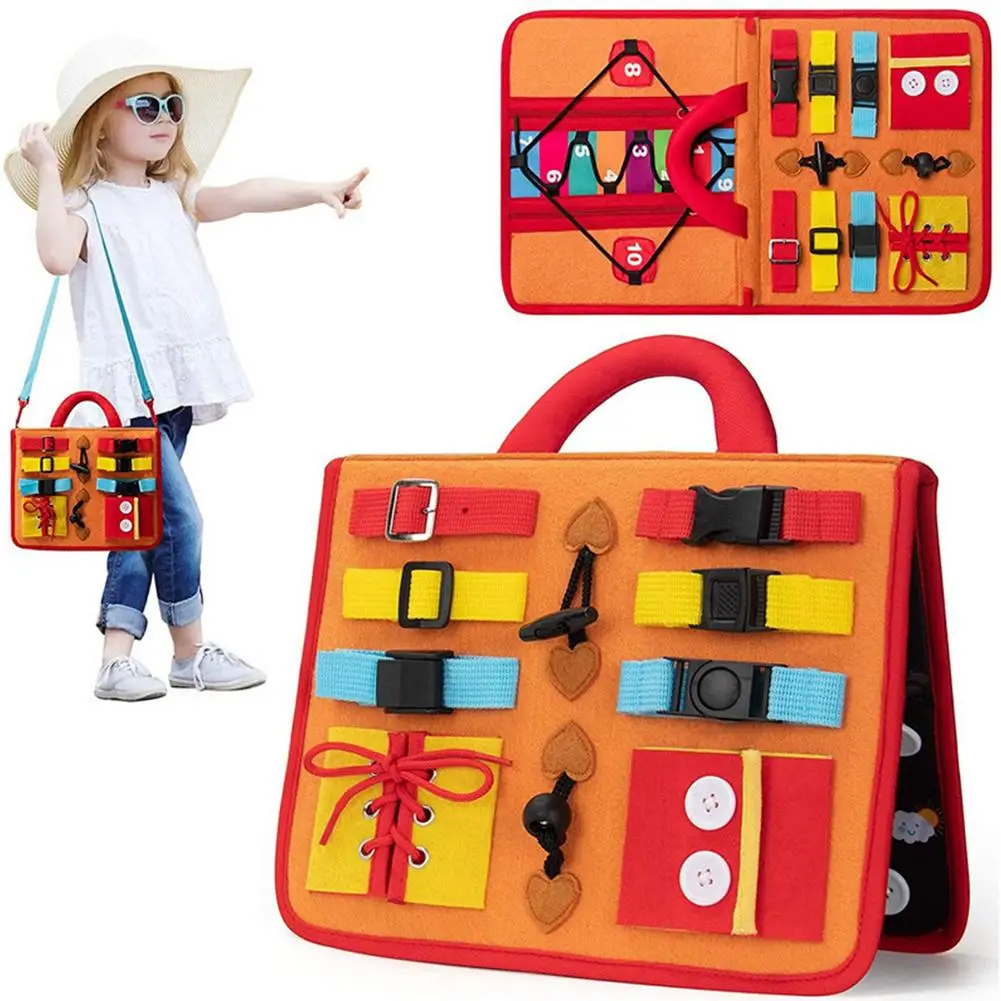 

Portable Sensory Travel Board Toy For Toddler Early Training Basic Skills Educational Toys Montessori For Kids Fine Motor Skill