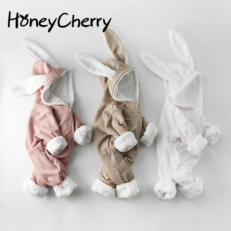 

Winter Baby Girl Romper Long-sleeved Clothes For Baby And Rabbit Ears Newborn Baby Boy Clothes