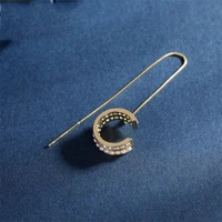 2021 simple pearl earrings with sexy personality earrings for women shining crystal golden metal earrings wedding party jewelry
