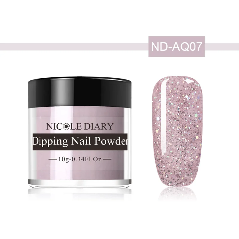 ND-AQ07 NICOLE DIARY 10 г Dip набор пудры для ногтей голографические блестки окунание порошок для ногтей сверкающий дизайн ногтей украшение без УФ лампы лечения - Цвет: ND-AQ07