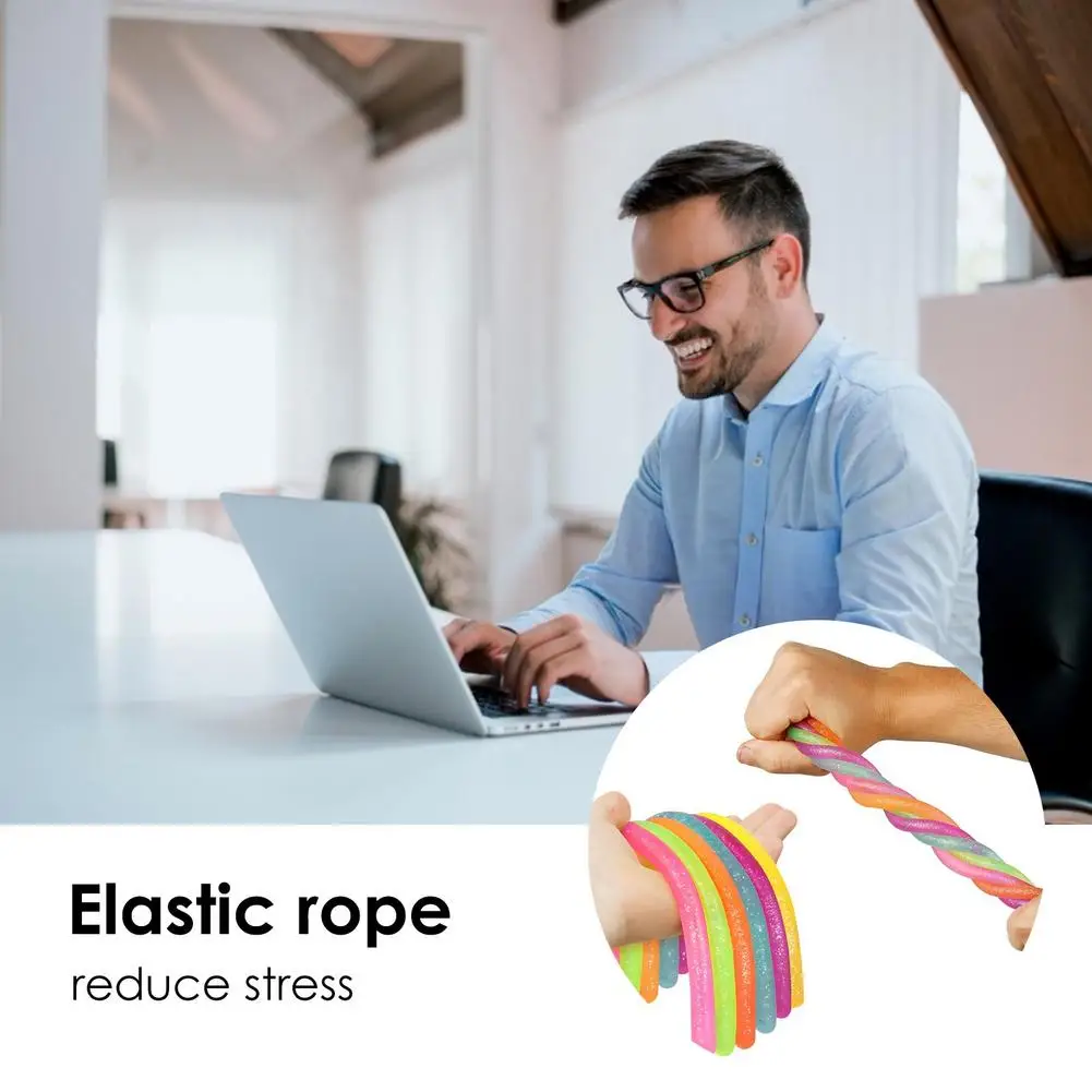 

6pcs Anti Stress Rope Toys Sensory Figet Noddle Stretch Toy Squishy Set Squeezing Toy Adult Calming Toy For Children Kid Gift