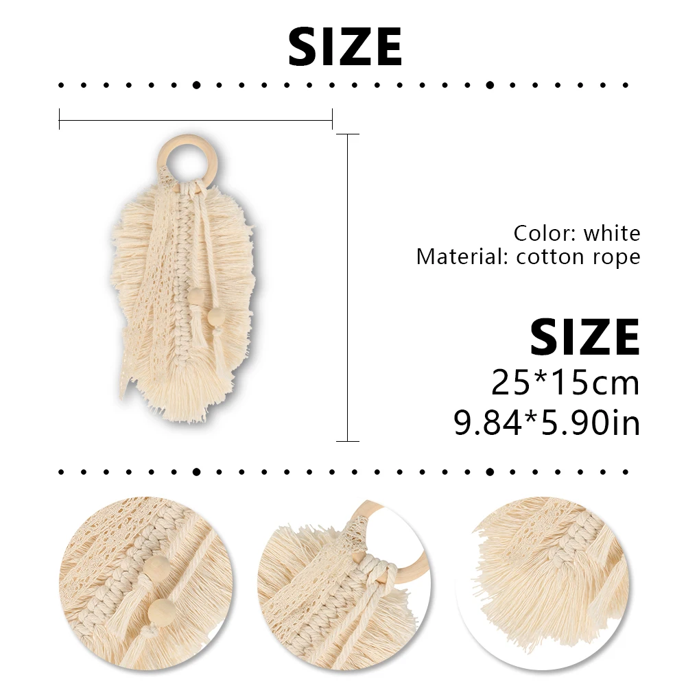 1 Pcs Mini Macrame Wall Hanging Leaf Home Decor Feathered Charm Car Boho Hand-woven Tapestry Decoration | Дом и сад