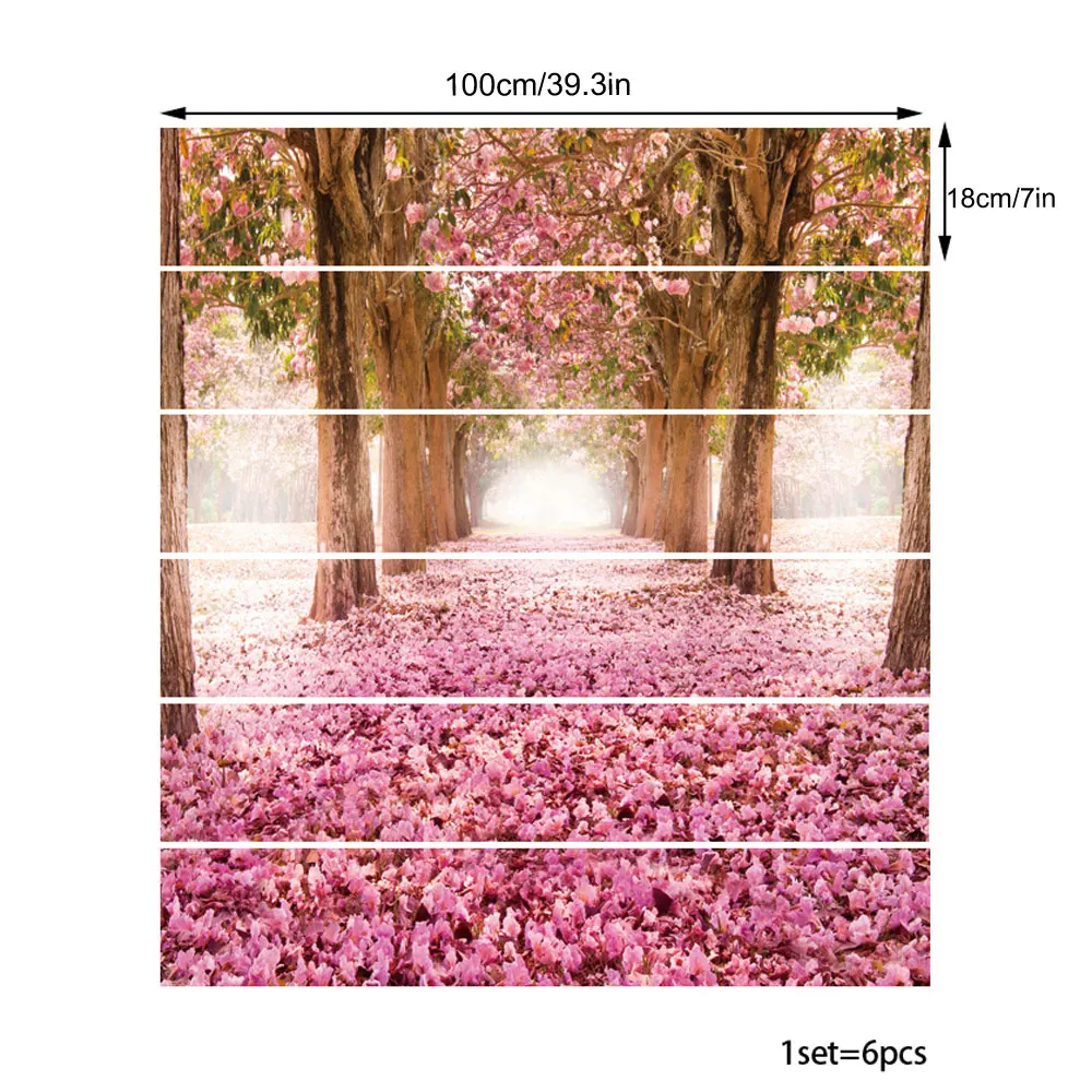 6 шт./компл. вишневый цвет наклейки на стену лестницы самоклеящиеся