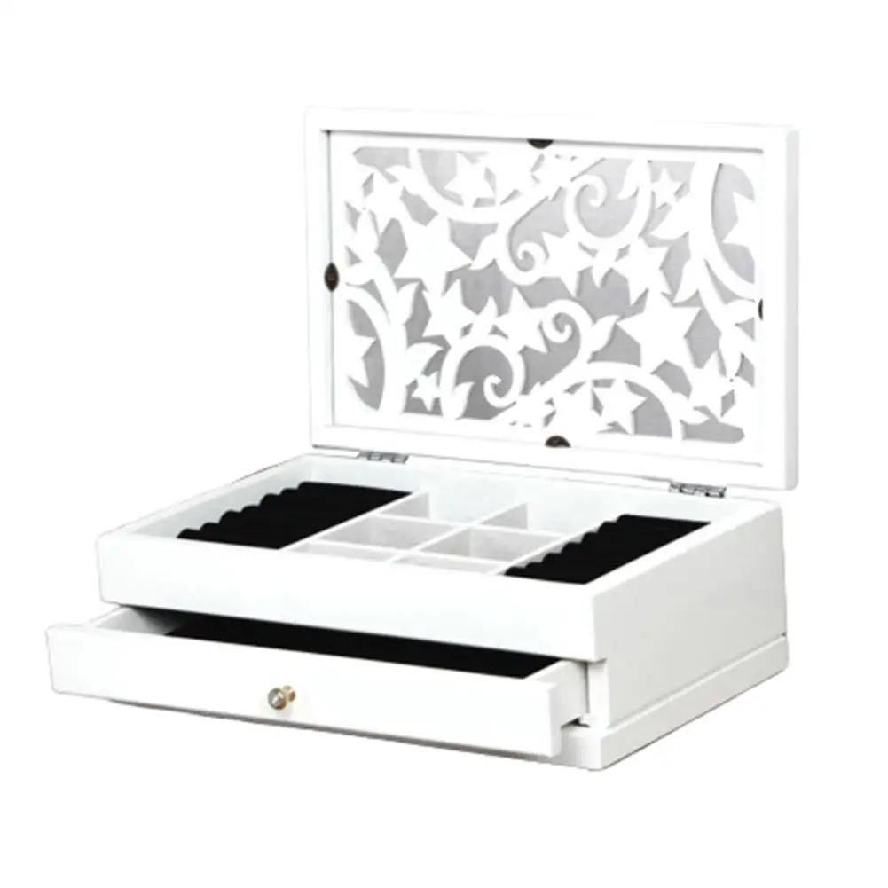 80% HOT SALES!!! 2/4 Layers Retro Wooden Drawer Ring Earring Jewelry Box Makeup Case Organizer