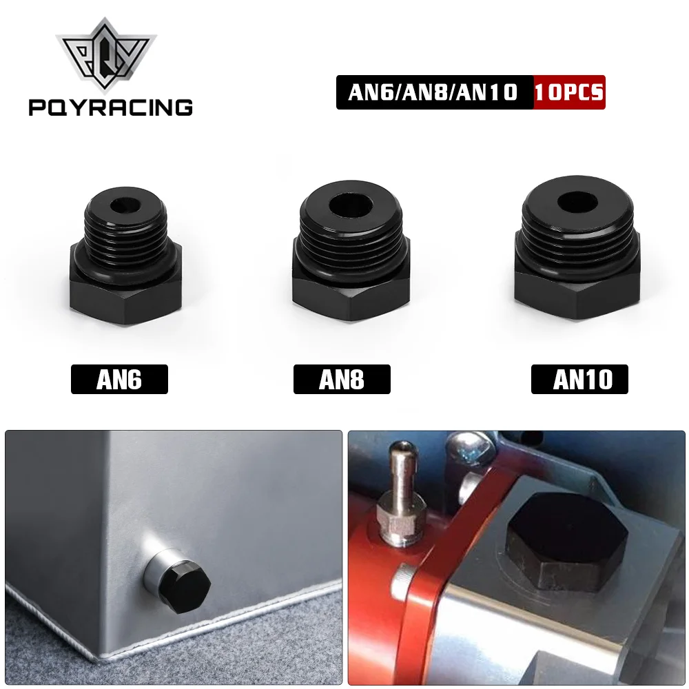 10 Pieces AN6 AN8 AN10 Male Block Off Cap Fitting Hex Head Plug With O-Ring Adapter Aluminum Alloy BL02