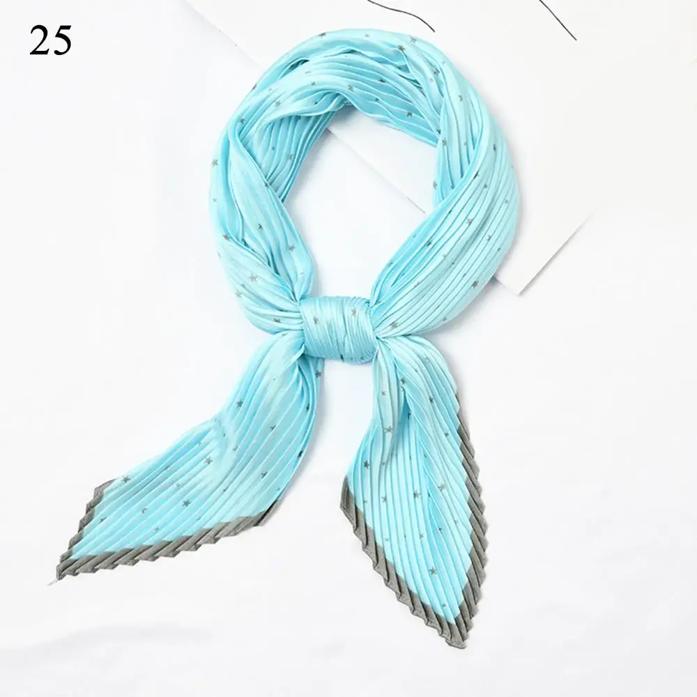 Hot Sale--25 Модный плиссированный шарф в полоску, в горошек, маленький квадратный шарф, бандана, летний Ретро стиль, женский Шелковый атласный платок, шейный платок - Цвет: Hot Sale--25