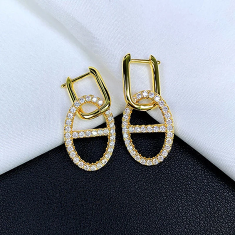 

S925 Sterling Silver Creative Classic Monaco Jewelry Zircon Fashion Stud Earrings Women's Valentine's Day Couple Jewelry Gift