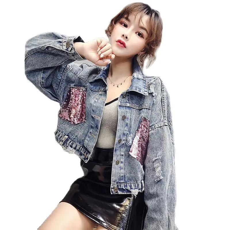 

Denim jackets women no logo cowboy jeans jackets women short 2021 trench denim short coat women croped jackets woman Outerwear