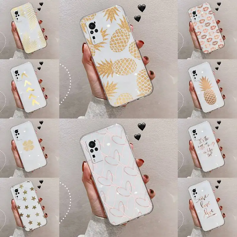

gold Phone Case Transparent For VIVO S 9 7 6 IQOO NEO 7 5 3 Z3 Z1 X E pro Soft TPU Clear Mobile bags