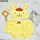Kawaii Y2k Эстетическая одежда с лямкой через шею сексуальная пижама My Kuromi Melody Cinnamoroll плюшевая Пижама с помпоном пуриновая Пижама комплект топы для девочек в стиле 