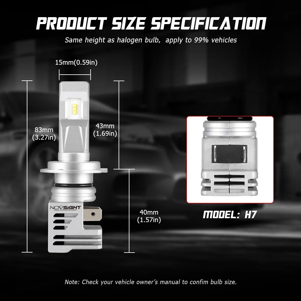 NOVSIGHT Car Headlight led H4 Hi/Lo Beam H7 LED H11 H8 H9 HB3 HB4 Auto Headlamp 55W 10000LM 6000K Fog Light Bulbs