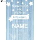 Фон для детского причастия Allenjoy с голубыми деревянными звездами на день рождения мальчика птицы для крещения ребенка фотозона баннер Ткань Винил