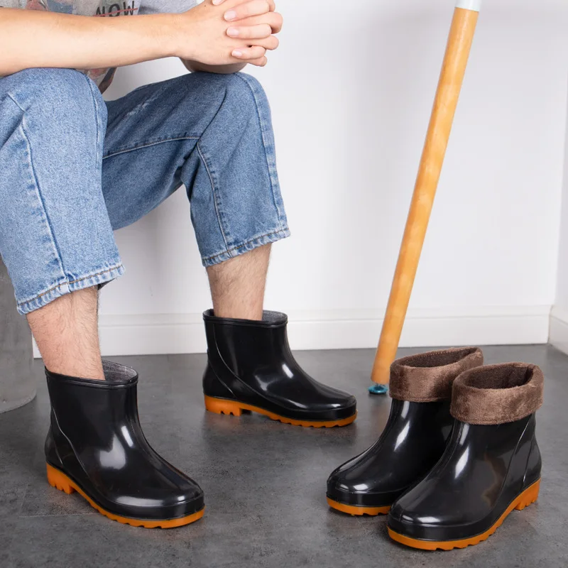 Всесезонные мужские резиновые ботинки без шнуровки для работы на кухне