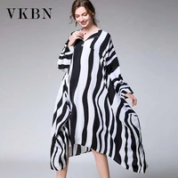 vkbn 2021 fashion news large size dresses woman striped v neck long sleeve female long sleeve dress plus size women