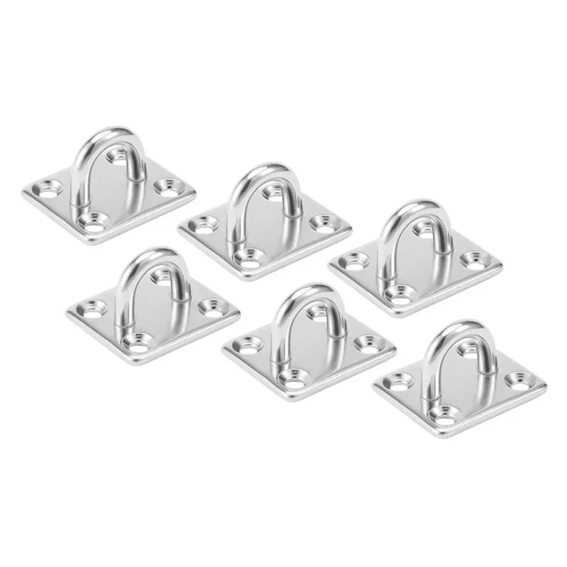 

304 Stainless Steel 5mm Thick Ring Square Sail Shade Pad Eye Plate Boat Rigging 6pcs