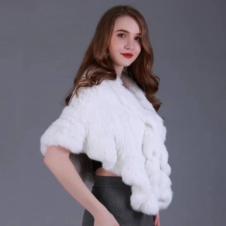 FXFURS меховая накидка ручной работы, Вязаная Шаль из кроличьего меха, накидка из натурального кроличьего меха, накидка для невесты, меховая накидка для женщин