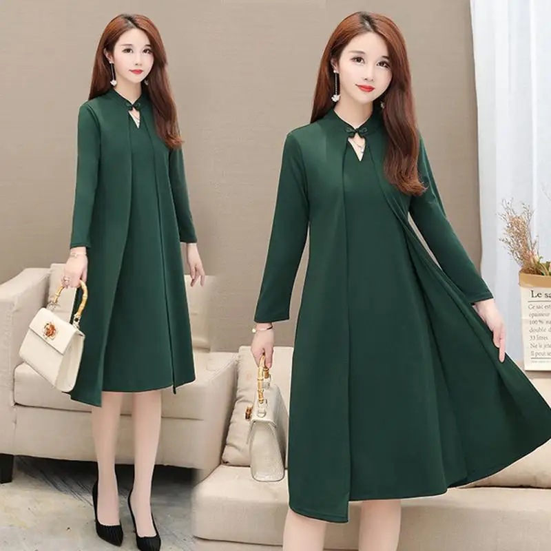 Женское зимнее платье с рукавом до локтя большого размера|Женские платья| |