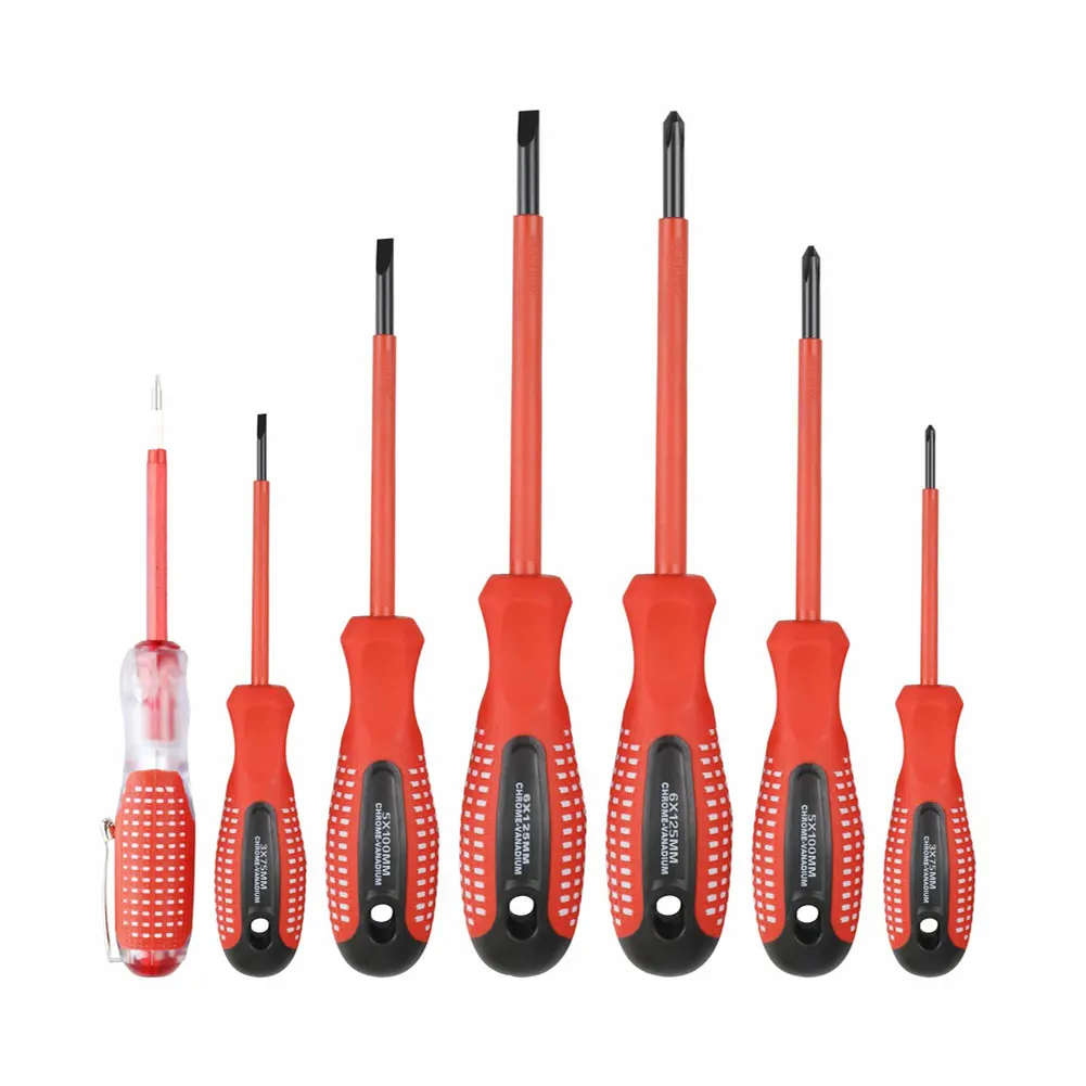 

7PCS Insulated Screwdriver Set Magnetic Screw Driver Phillips Slotted Handle Voltage 1000V Electrician Repair Hand Tools