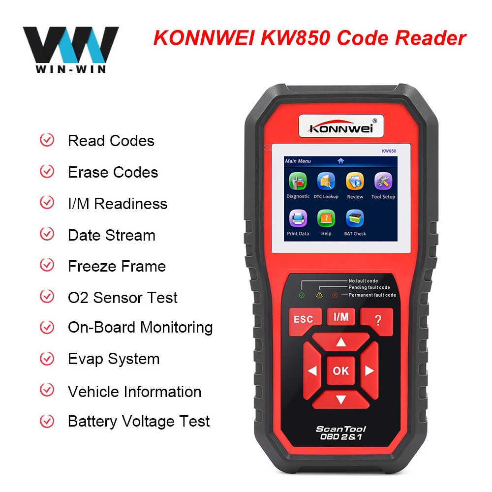 KONNWEI KW850 считыватель кодов OBD2 сканер бесплатное обновление OBD 2 OBD2 автомобильный диагностический инструмент ODB2 автомобильный KONNWEI KW850